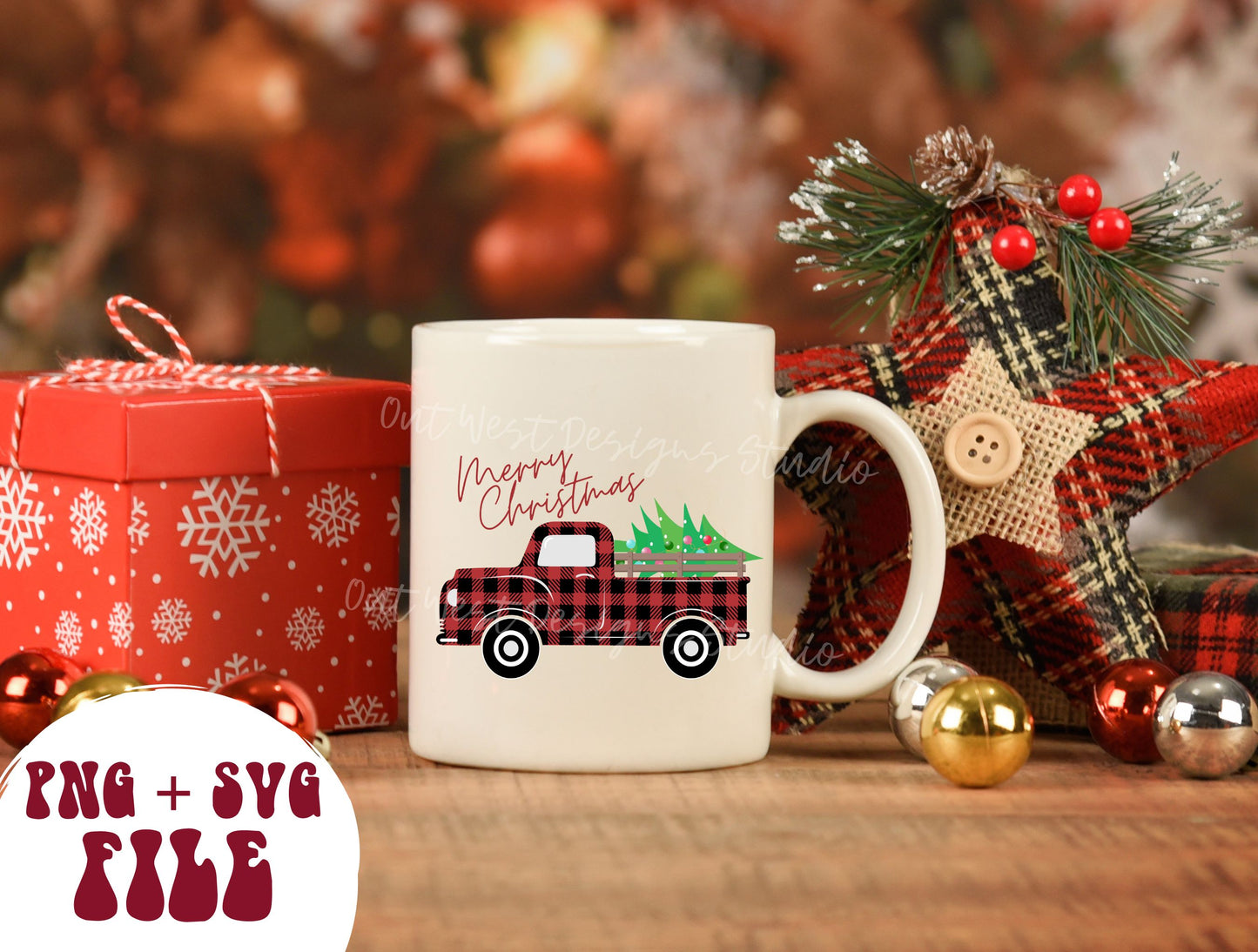 Merry Christmas, Truck Sublimation, Buffalo Plaid Png, Digital Illustration, Sublimation File, Christmas Png, Png Sublimation, Christmas Png SVG