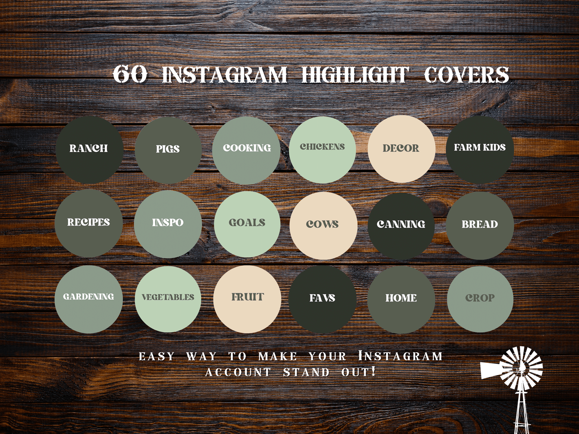 Green Farm homesteading garden floral Instagram highlight covers + story backgrounds - Farming greens IG icons | social media