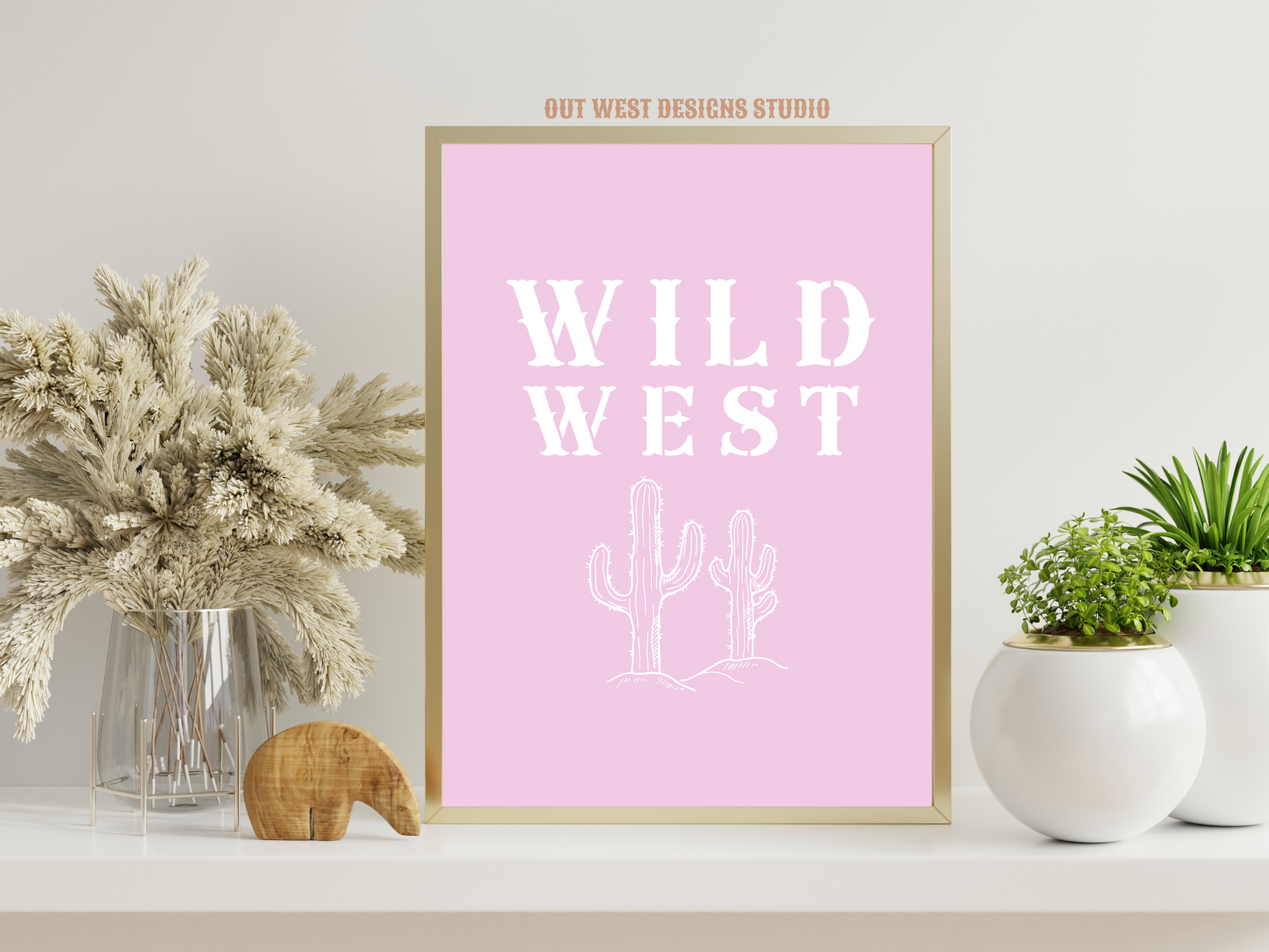 Wild West Cactus print Western- babies girls boys nursery home wall decor play room + kids bedroom poster art Cowboy Cowgirl Southwest rodeo