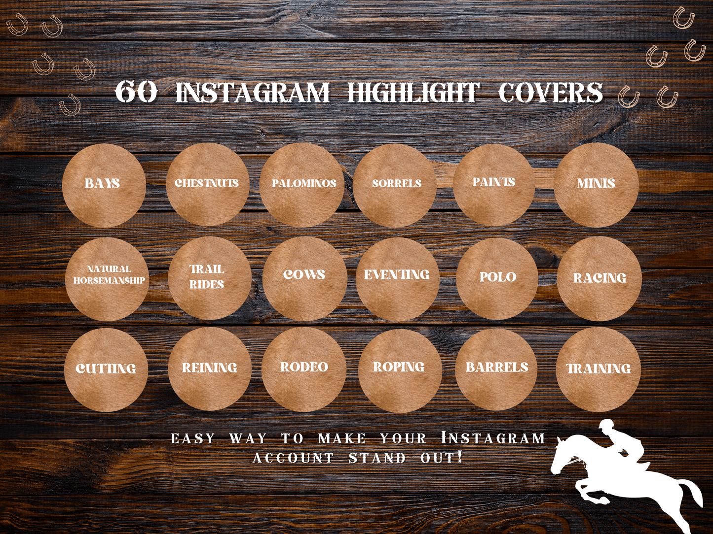 Palomino Equestrian horse riding Instagram highlight covers + story backgrounds - show jumping, pony, dressage, rodeo cowgirl IG icons