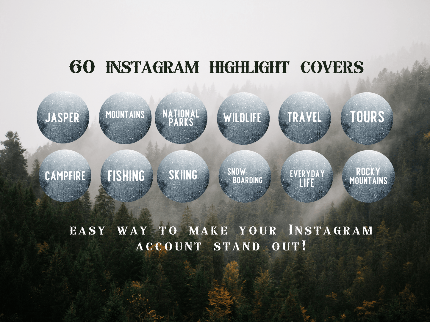 Canada Adventure travel boho Instagram highlight covers + story backgrounds - Canadian snow | exploring wanderlust camping IG icons