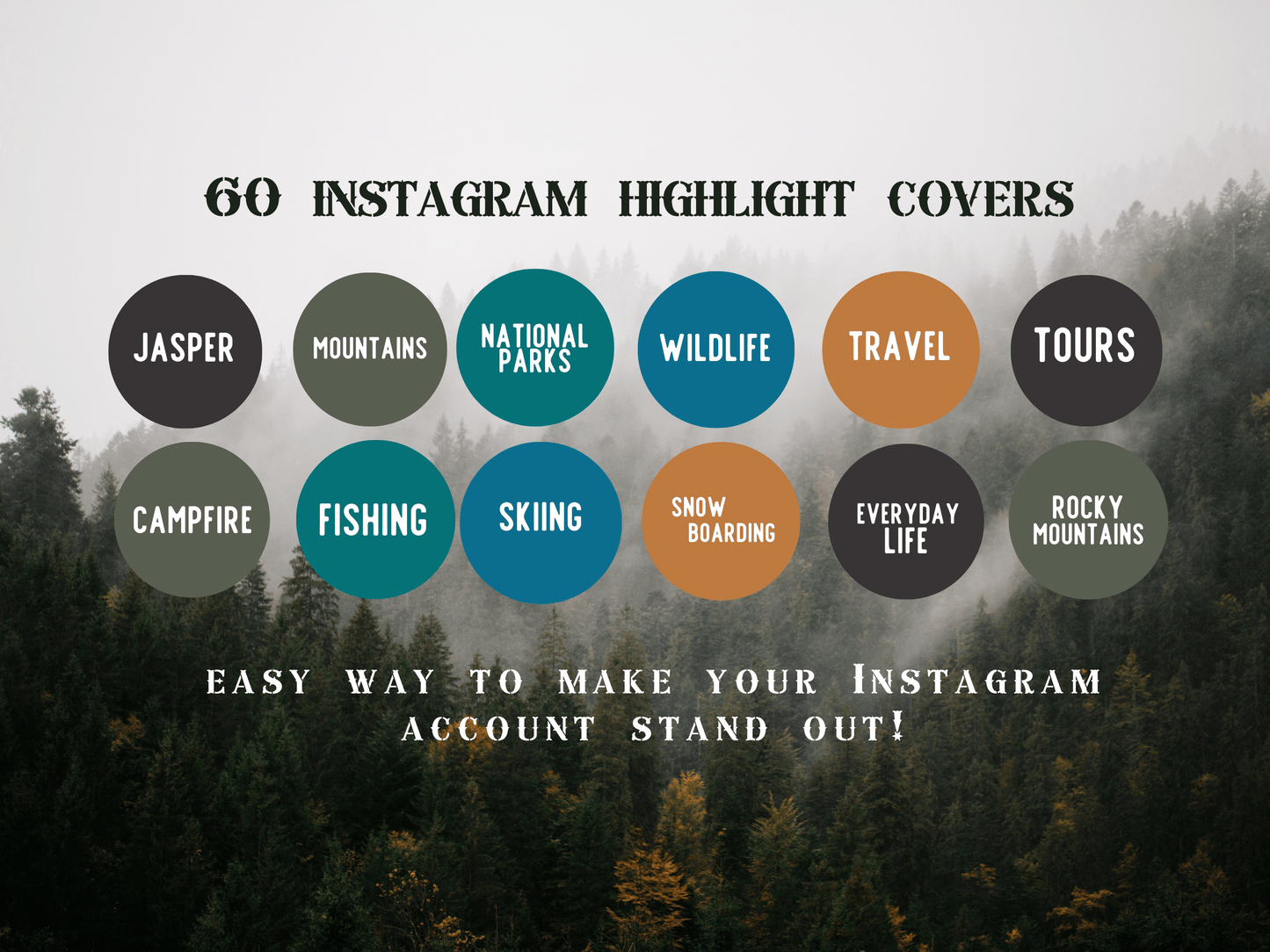 Canada Adventure travel boho Instagram highlight covers + story backgrounds - Canadian yellow blues | exploring wanderlust camping IG icons