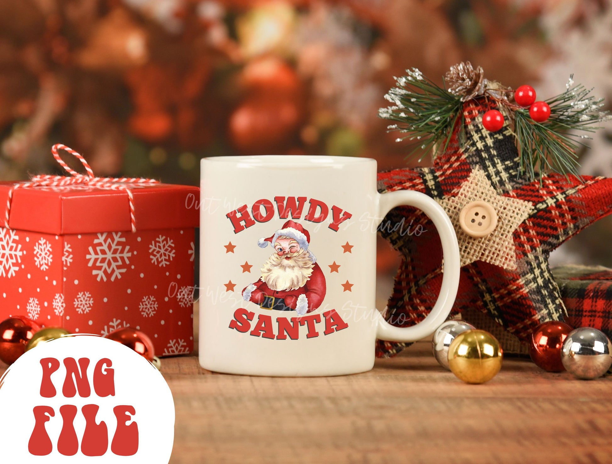 Howdy Santa Country Christmas Vintage Sublimation, Western Png, Digital Illustration, Sublimation File, Christmas Png, Xmas png