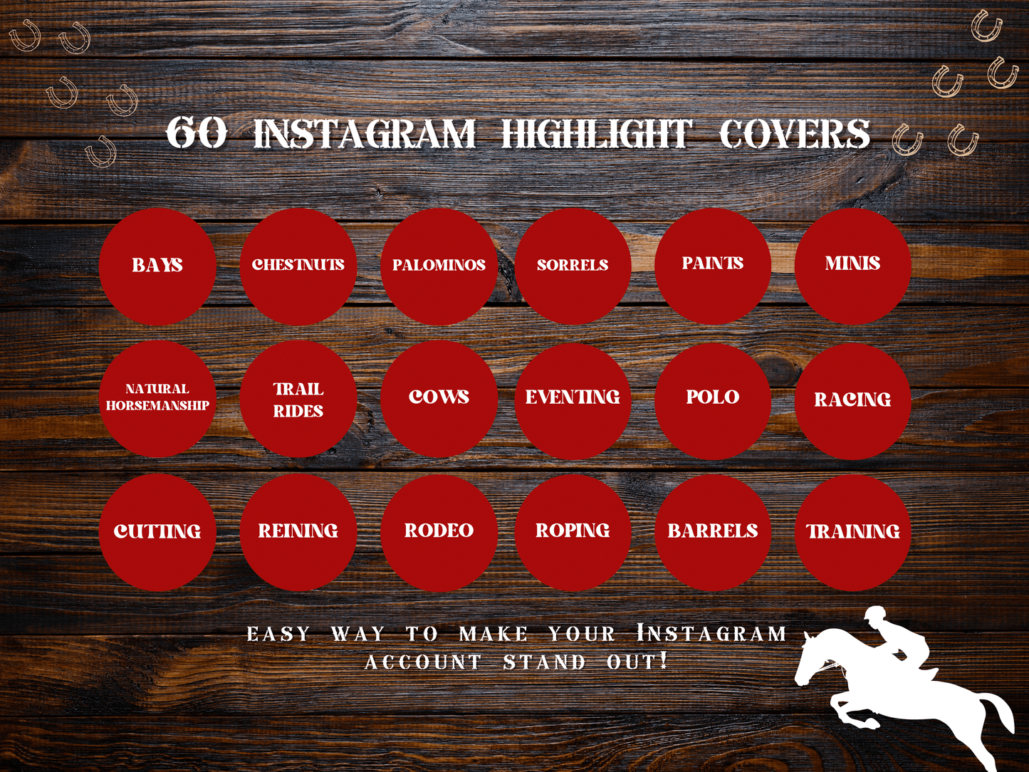 Red Equestrian horse riding Instagram highlight covers + story backgrounds - show jumping, pony, dressage, rodeo cowgirl IG icons