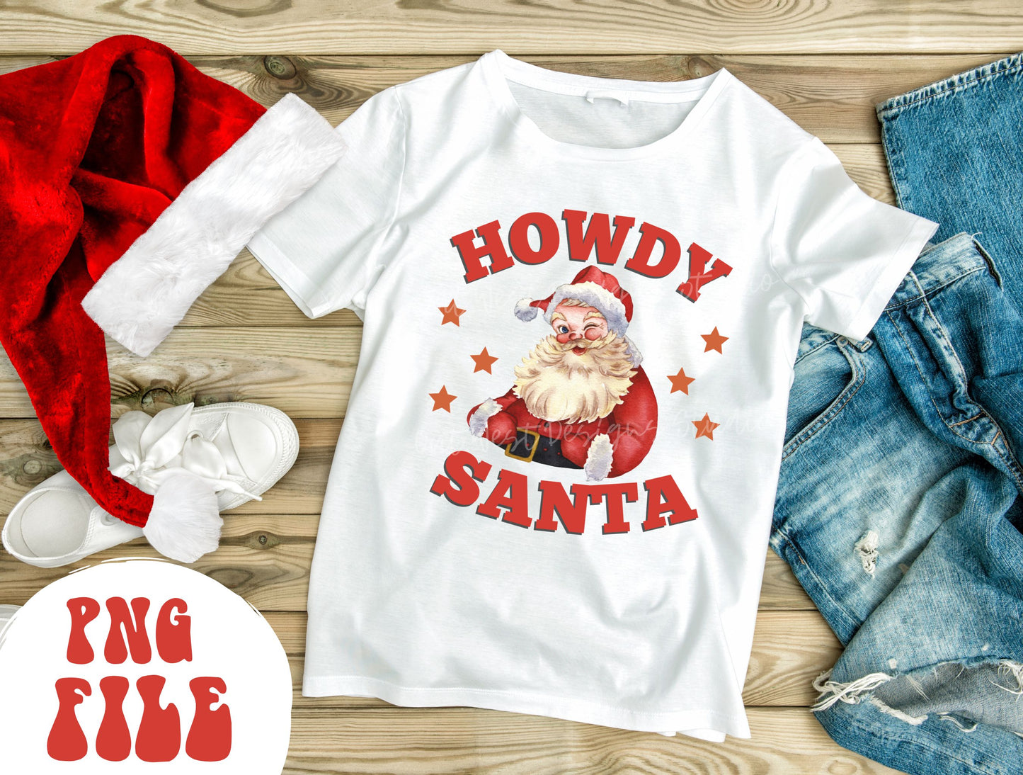 Howdy Santa Country Christmas Vintage Sublimation, Western Png, Digital Illustration, Sublimation File, Christmas Png, Xmas png