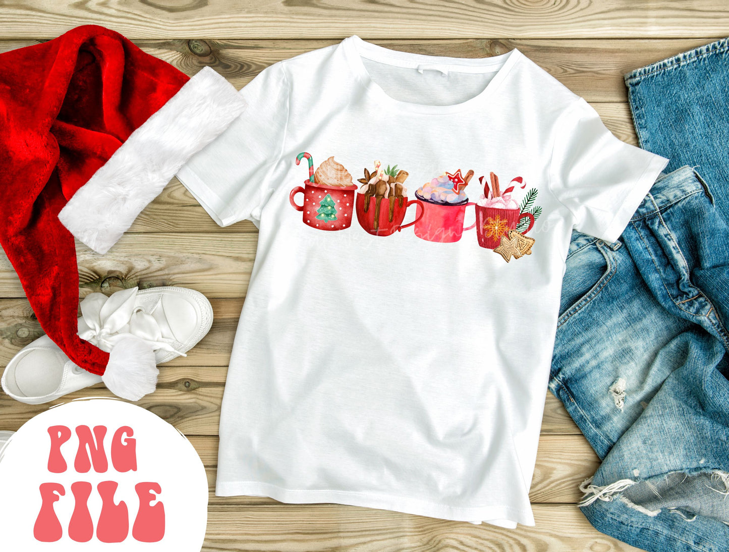 Christmas coffee and hot drinks PNG shirt merch Sublimation, Western Png, Digital Illustration, Grunge christmas, Boho christmas Xmas.