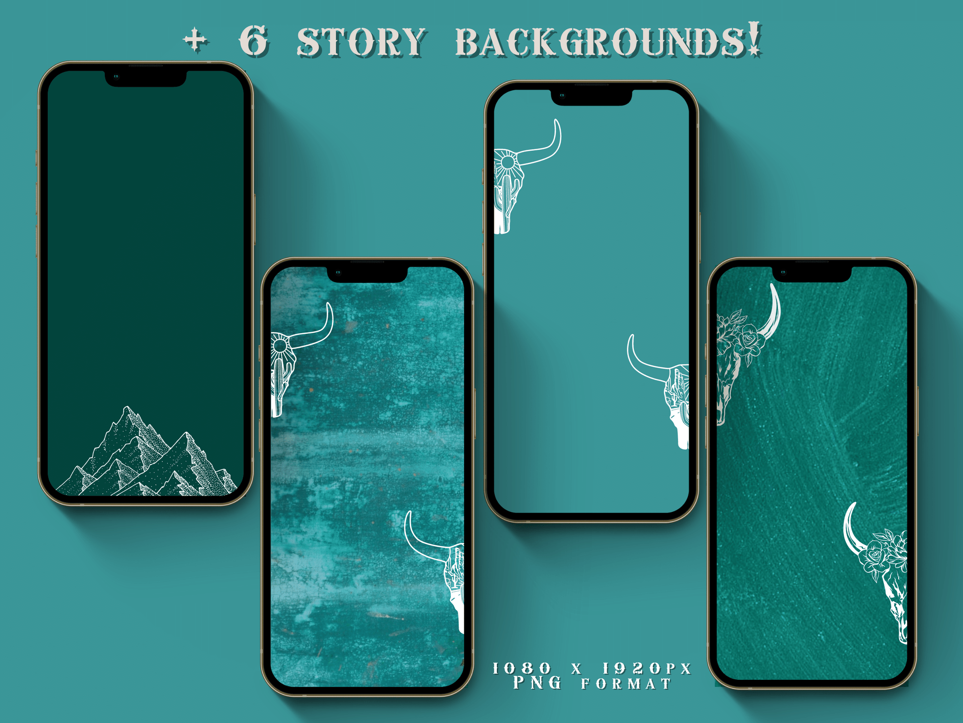 Wild West Turquoise Western Cowgirl Instagram highlight covers + story backgrounds - emerald + white