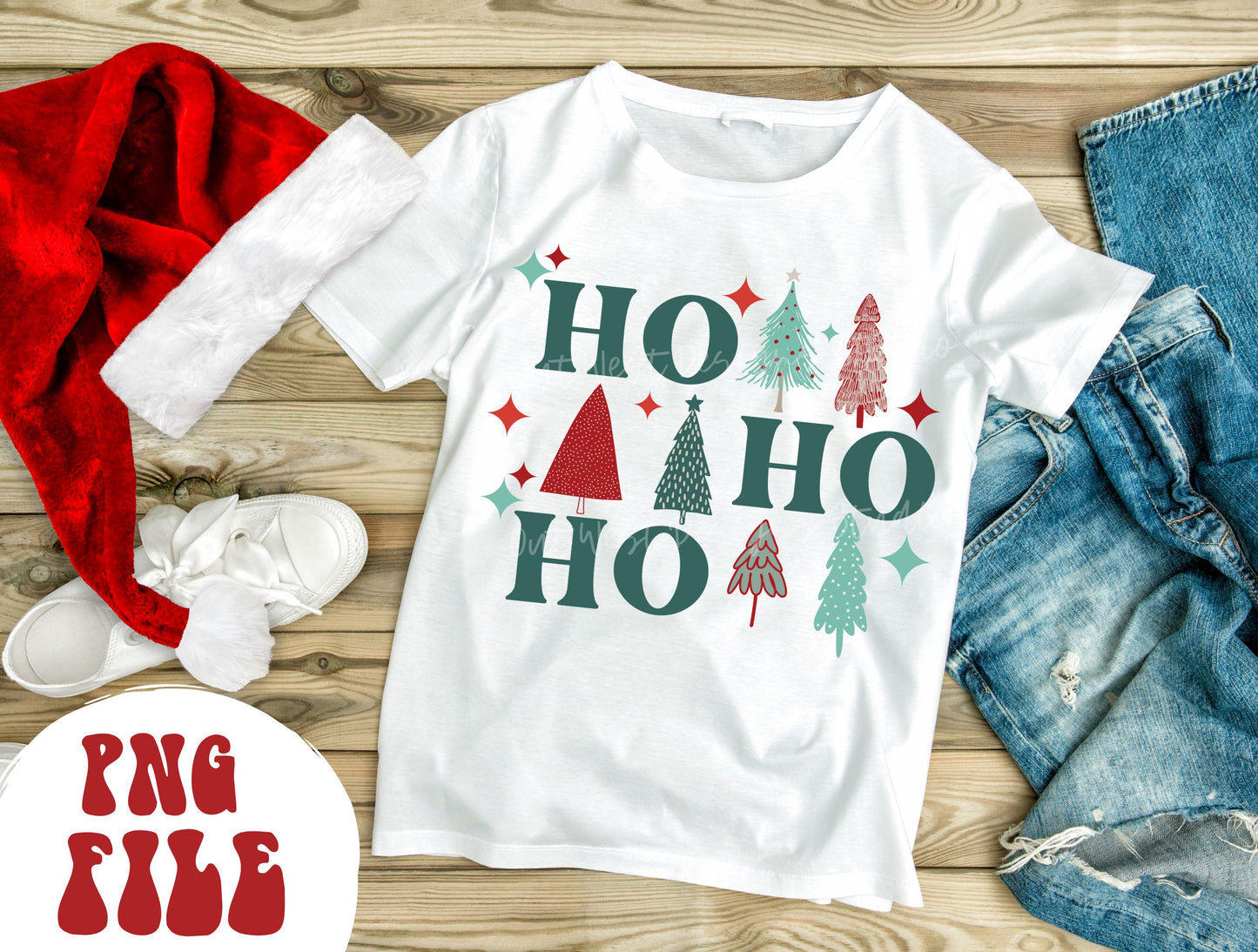 Ho Ho Ho Christmas tree PNG shirt merch Sublimation, Western Png, Digital Illustration, Grunge christmas, Xmas png, Boho christmas