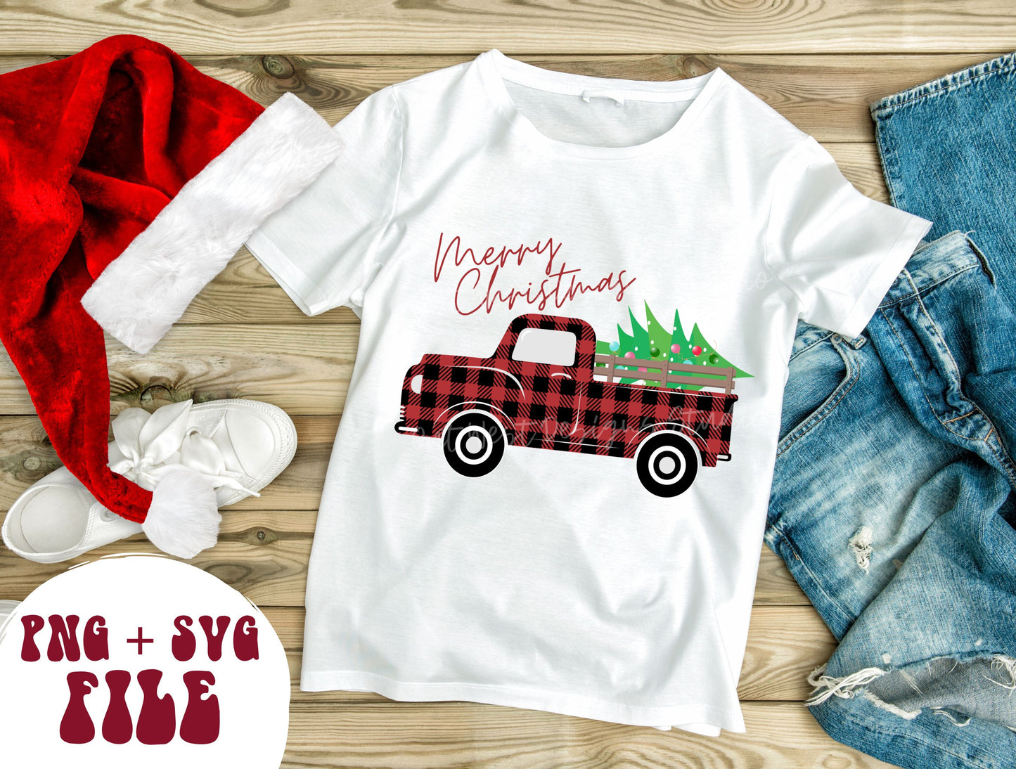 Merry Christmas, Truck Sublimation, Buffalo Plaid Png, Digital Illustration, Sublimation File, Christmas Png, Png Sublimation, Christmas Png SVG