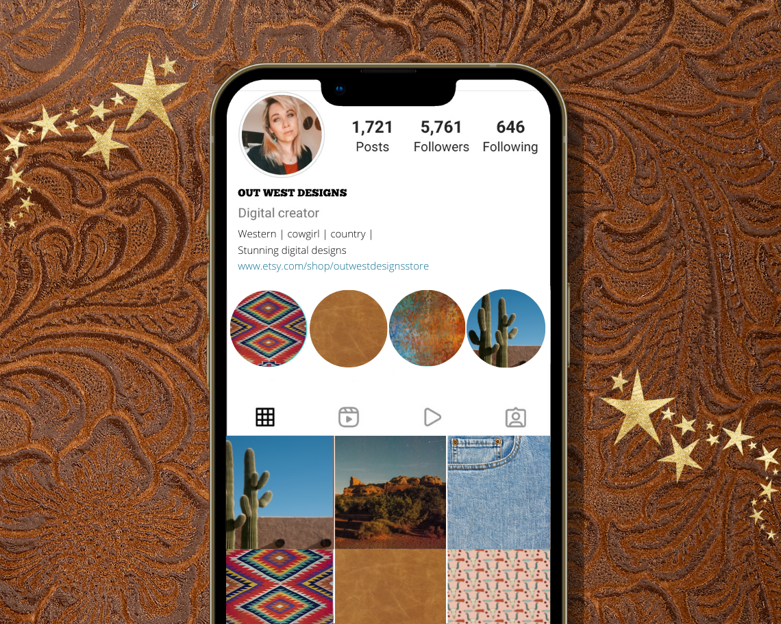 Wild West Western Cowgirl Instagram highlight covers + story backgrounds - Turquoise and southwest cowboy