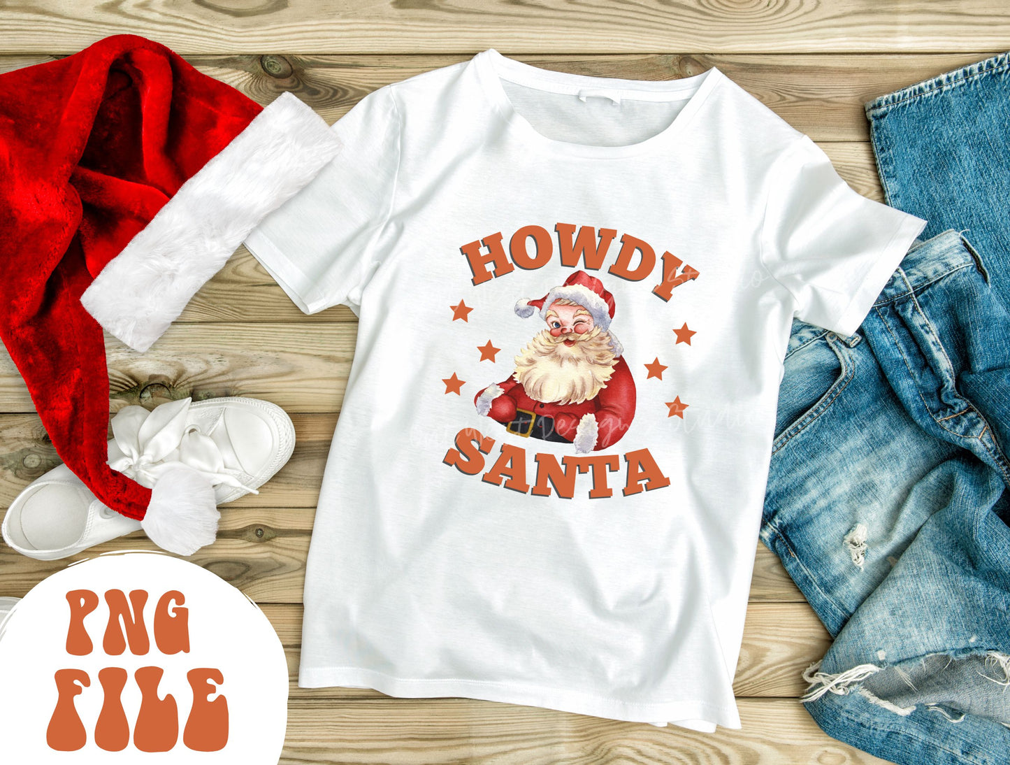 Howdy Santa Country Christmas Vintage Sublimation, Western Png, Digital Illustration, Sublimation File, Christmas Png, Xmas png