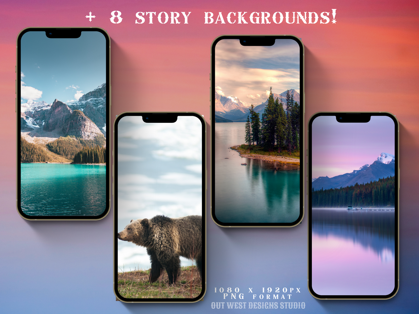 Canada Adventure travel boho Instagram highlight covers + story backgrounds - Canadian pastel sunset | exploring wanderlust camping IG icons