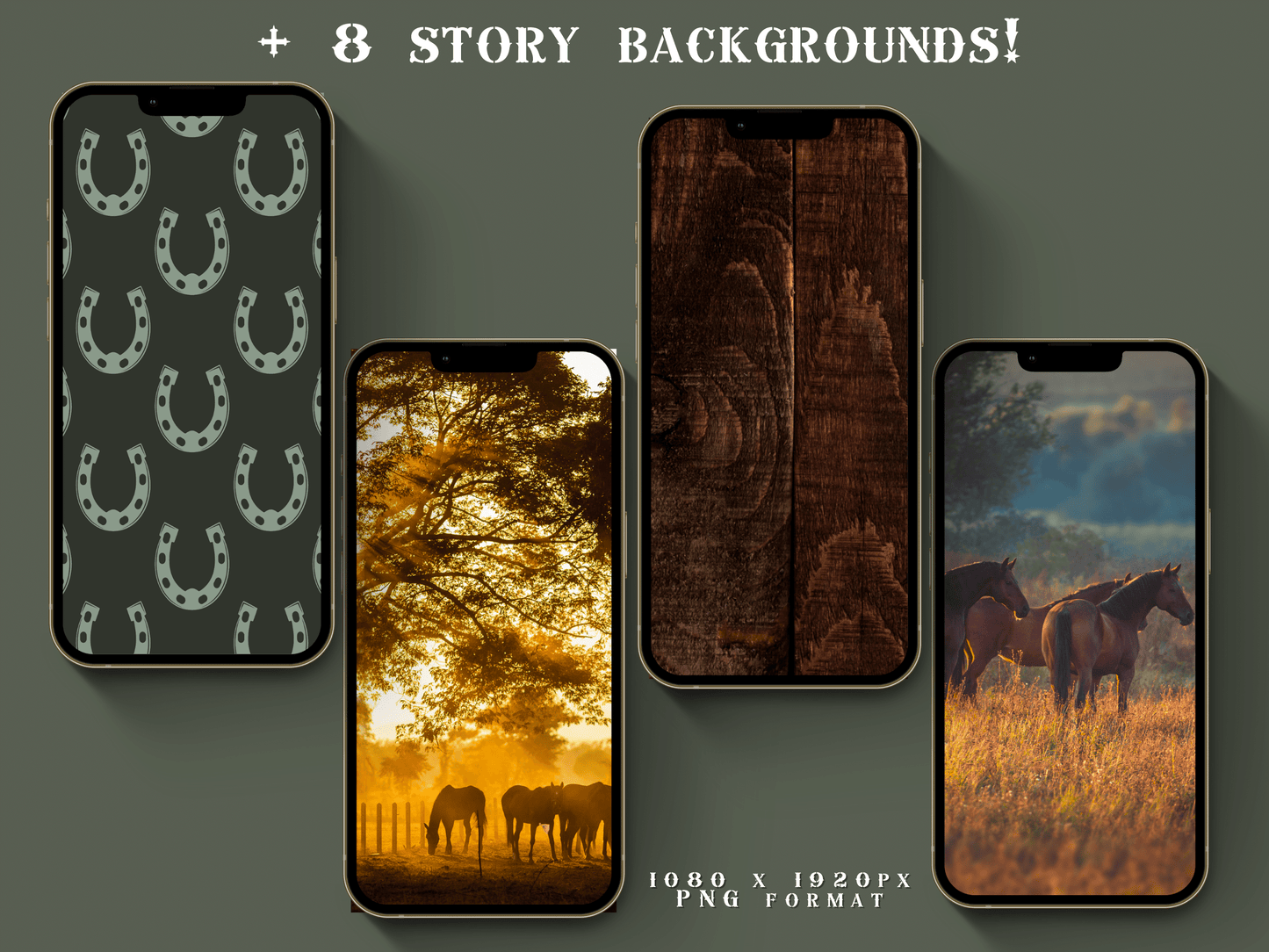 Equestrian horse riding Instagram highlight covers + story backgrounds - Green earthy show jumping, pony, dressage, rodeo cowgirl IG icons