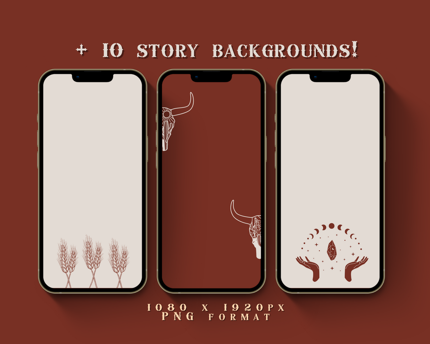 Wild West Cowgirl Instagram highlight covers + story backgrounds - Burgundy + light blue