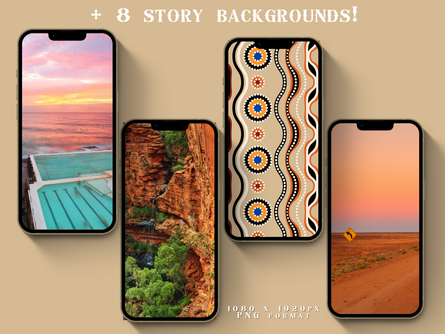 Australian travel boho Instagram highlight covers + story backgrounds - tan cream Australian wanderlust IG icons