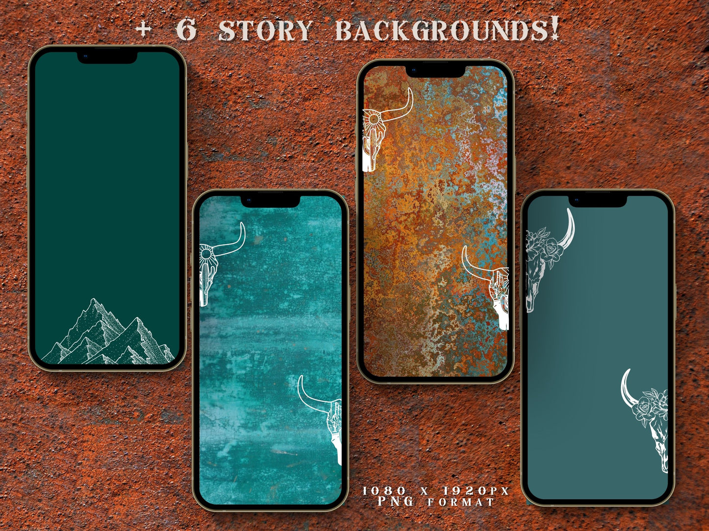 Wild West Western Cowgirl Instagram highlight covers + story backgrounds - Turquoise + blue rust | Country girl IG covers | Social media