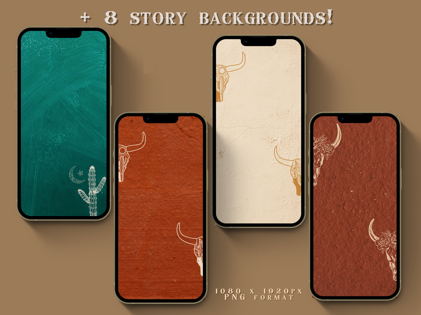 Wild West Western Cowgirl Instagram highlight covers + story backgrounds - Turquoise + rust