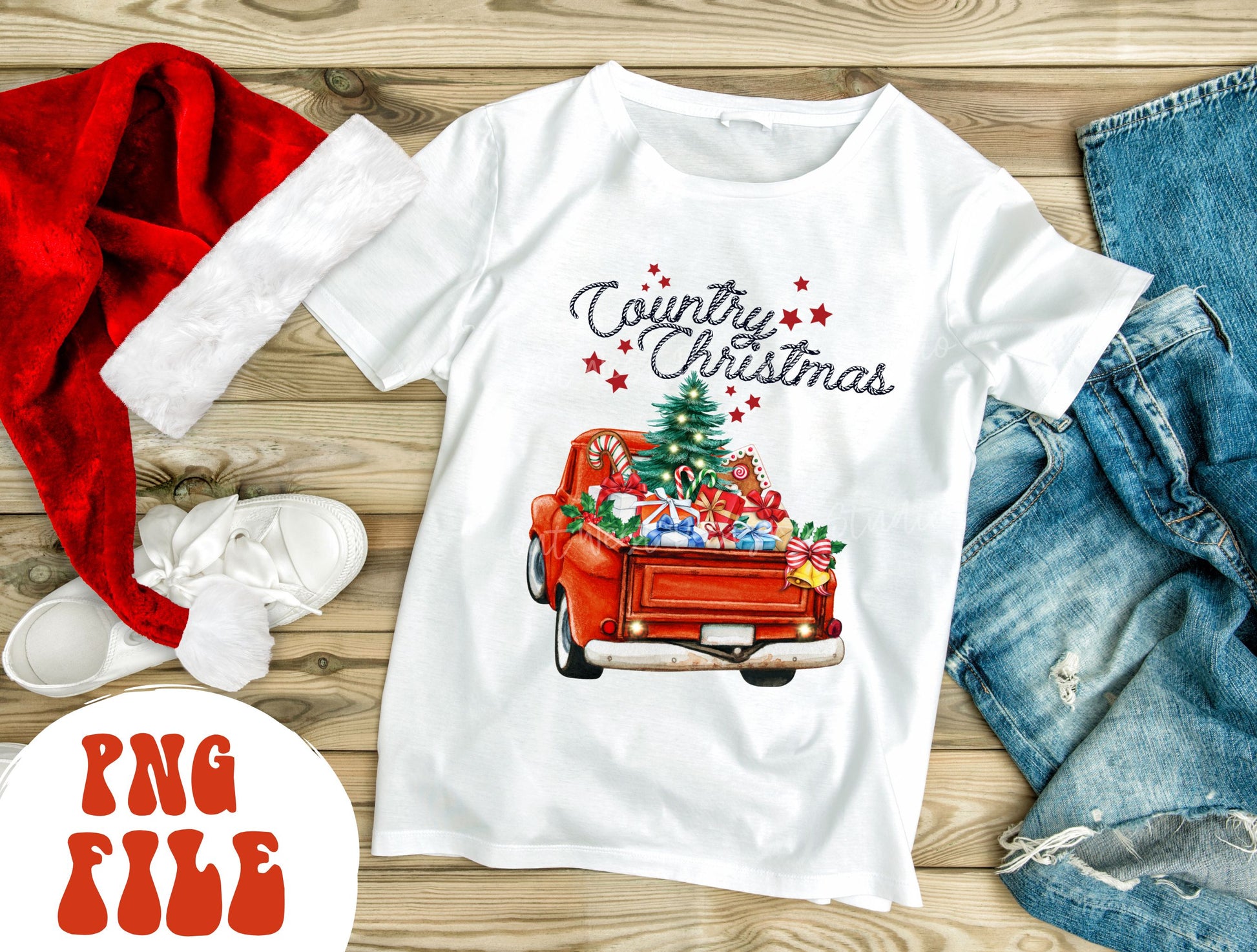 Country Christmas Western Vintage Truck Sublimation, Cowboy Png, Digital Illustration, Sublimation File, Christmas Png, Xmas png, Cowgirl