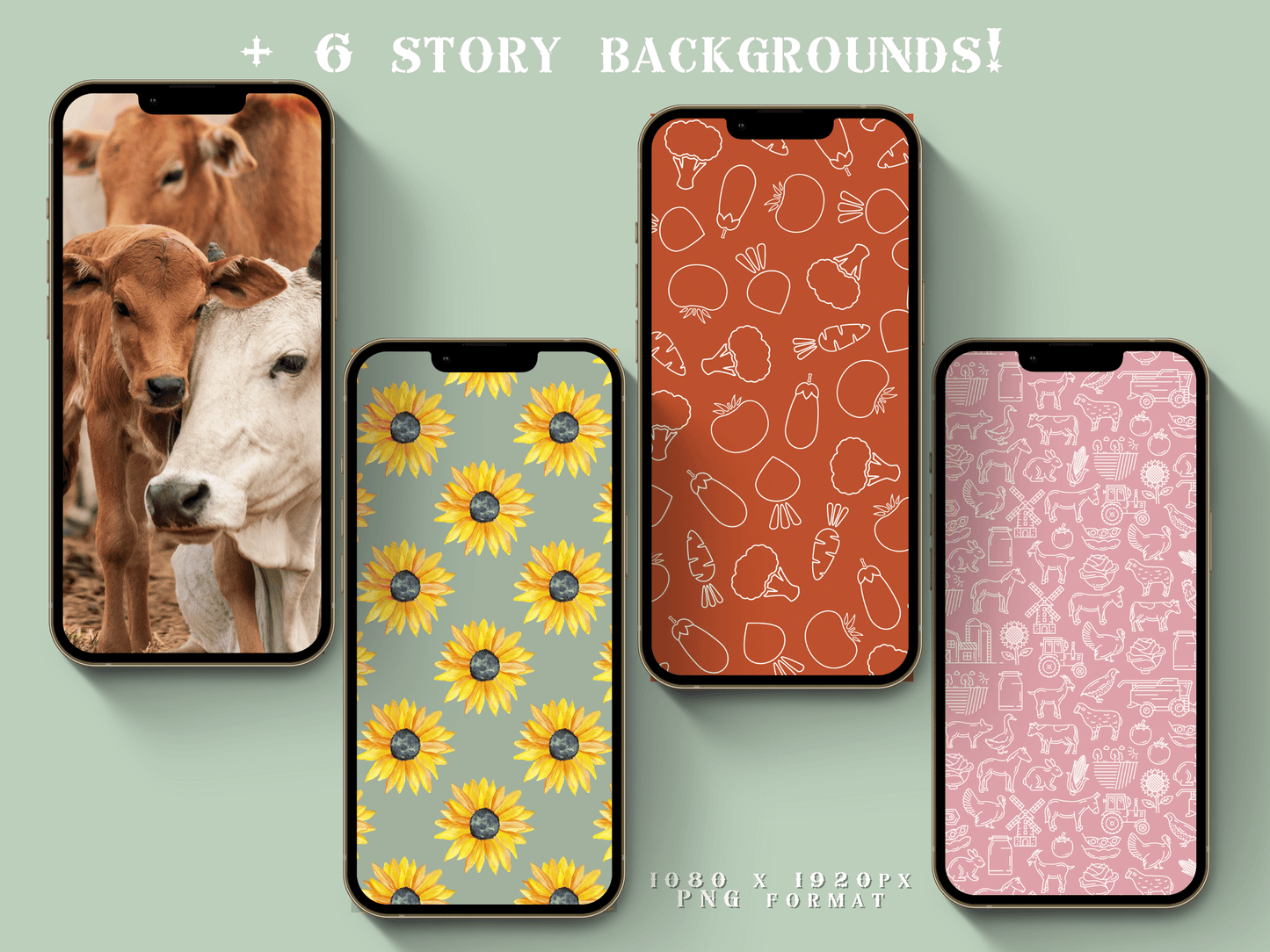 Farm homesteading gardening floral Instagram highlight covers + story backgrounds - Farming green pink red IG icons | social media