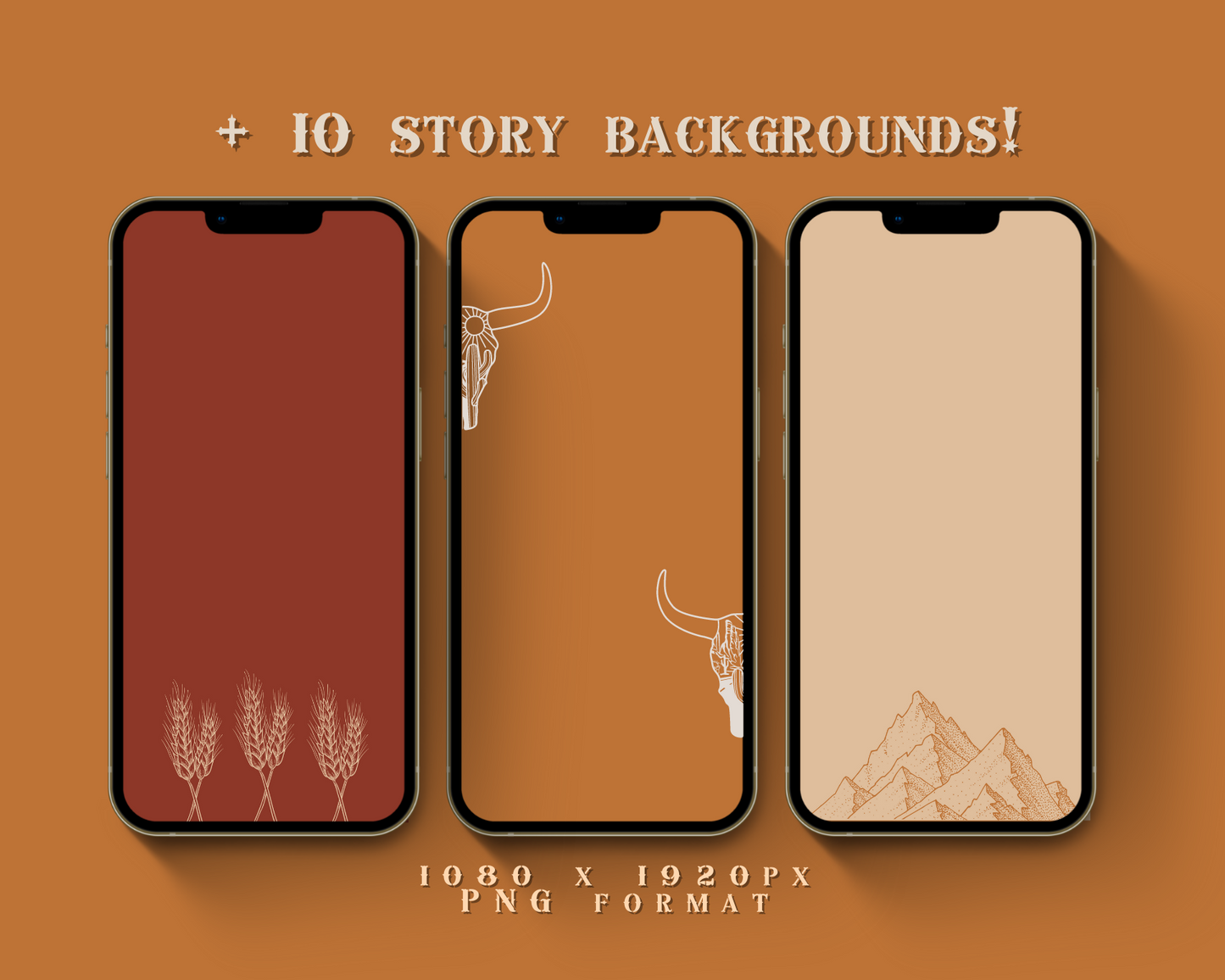 Wild West Cowgirl Instagram highlight covers + story backgrounds - Pink Summer - orange burgundy cream white western IG icons