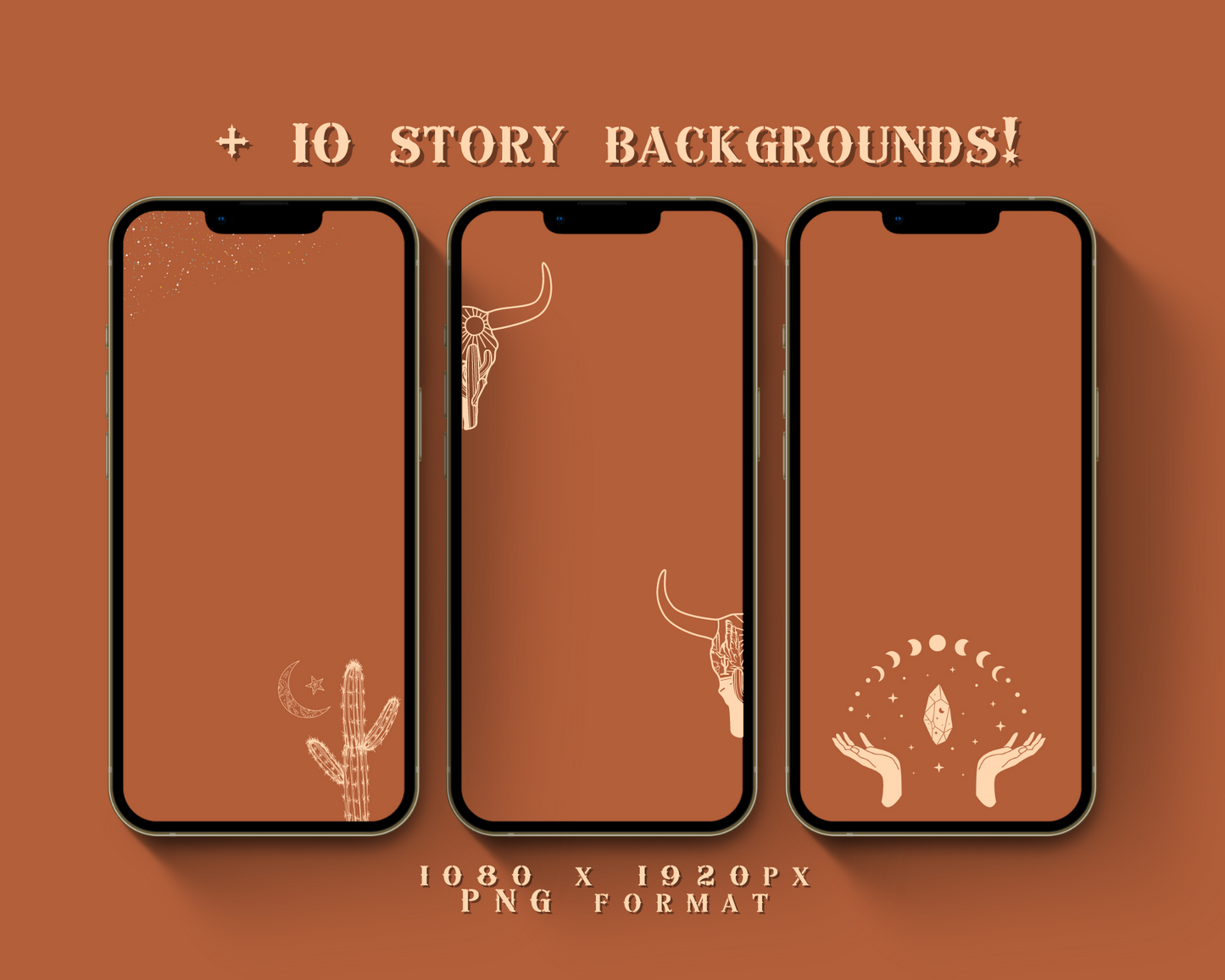 Wild West Cowgirl Instagram highlight covers + story backgrounds - Burnt orange