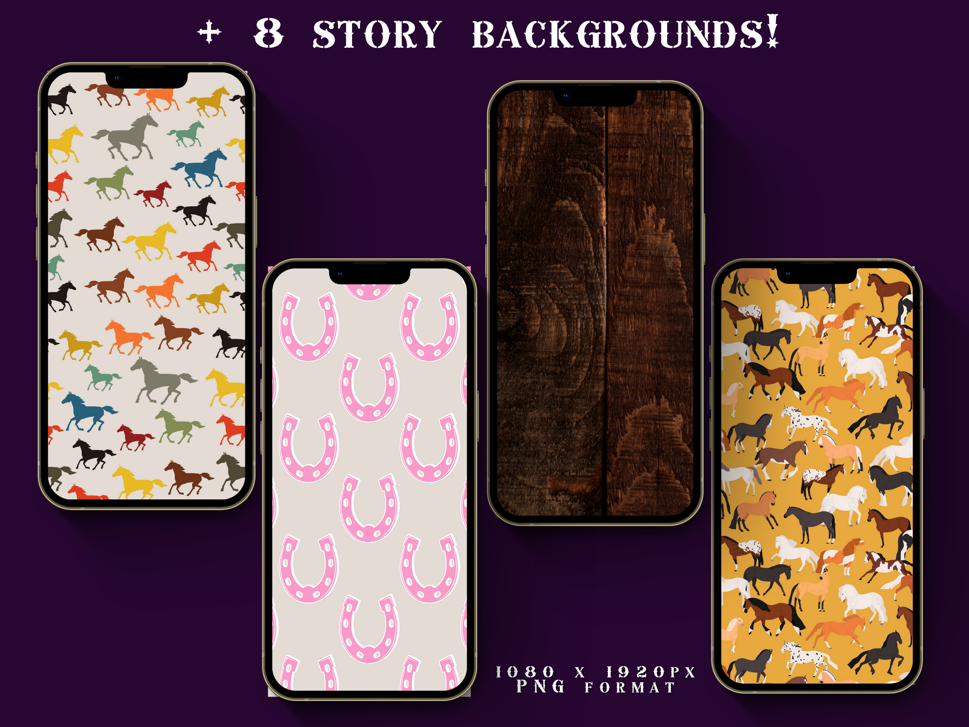 Equestrian horse riding Instagram highlight covers + story backgrounds - Pink Purple show jumping, pony, dressage, rodeo cowgirl IG icons