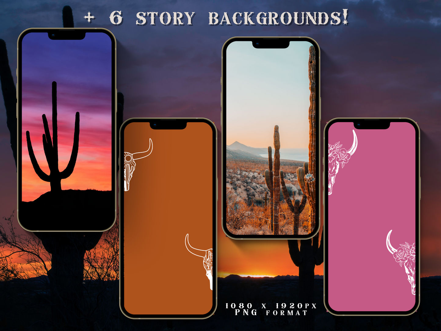 Wild West Desert Cowgirl Instagram highlight covers + story backgrounds - Western Southwest Pink, orange + purple cowboy western IG icons