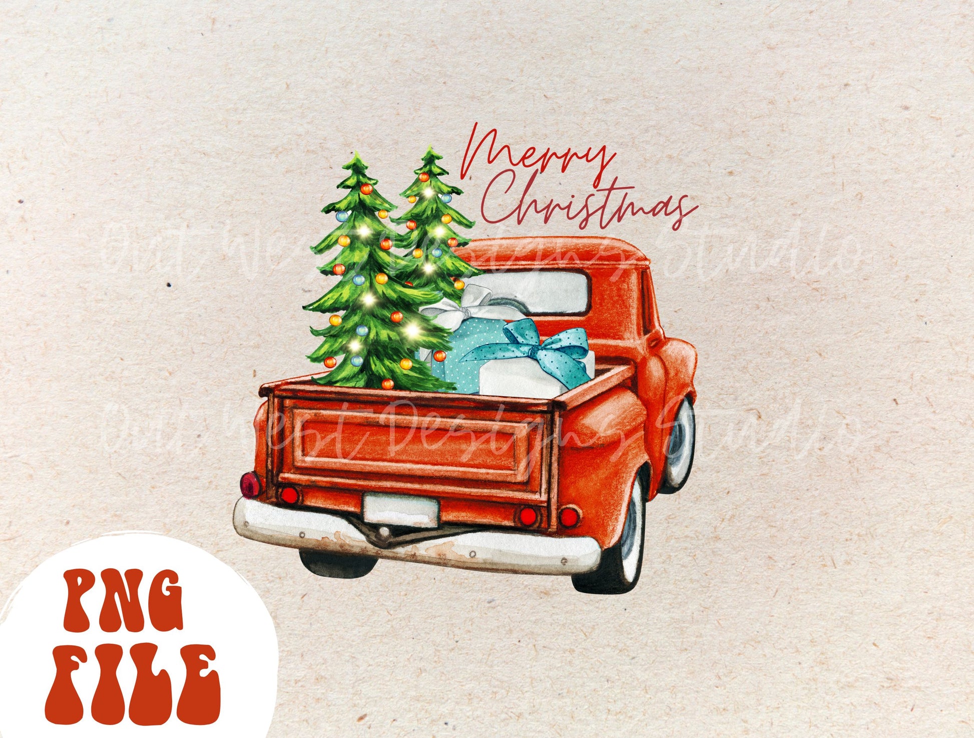 Country Christmas Vintage Truck Sublimation, Western Png, Digital Illustration, Sublimation File, Christmas Png, Xmas png