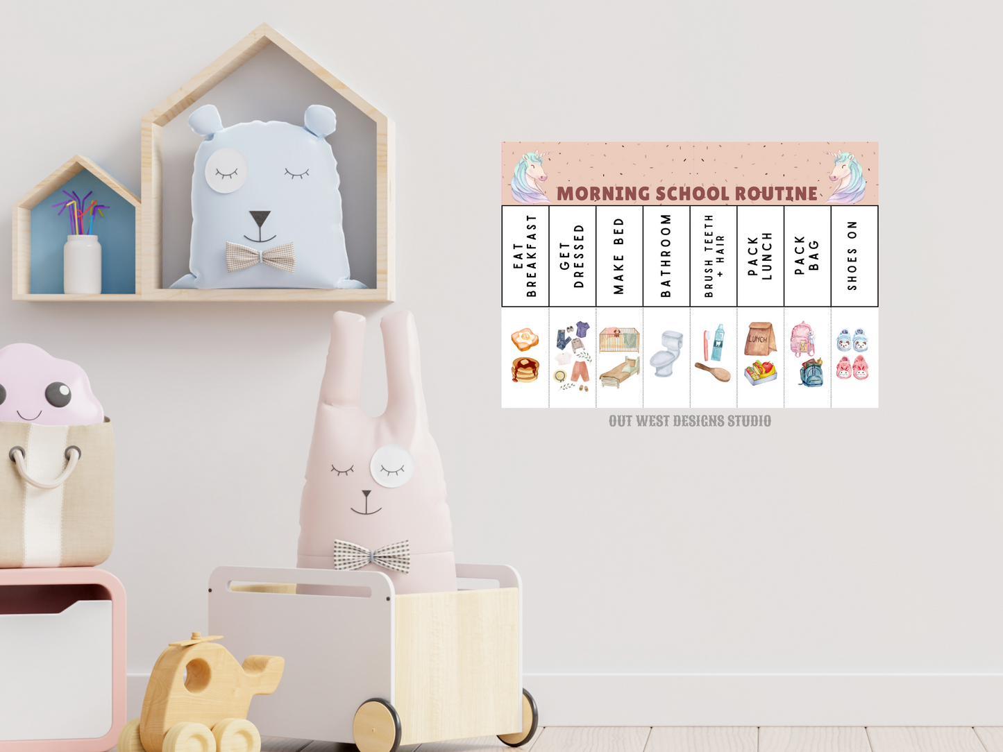 Boho Morning School Routine | Digital wakeup Flip Chart | Chore Checklist | Printable | Schedule for Kid | Montessori planner