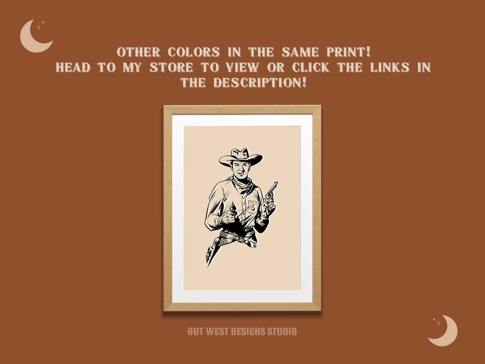 Printable Lone Outlaw cowboy western print - Pink + black - Western home decor - Poster wall art long country sheriff south western!