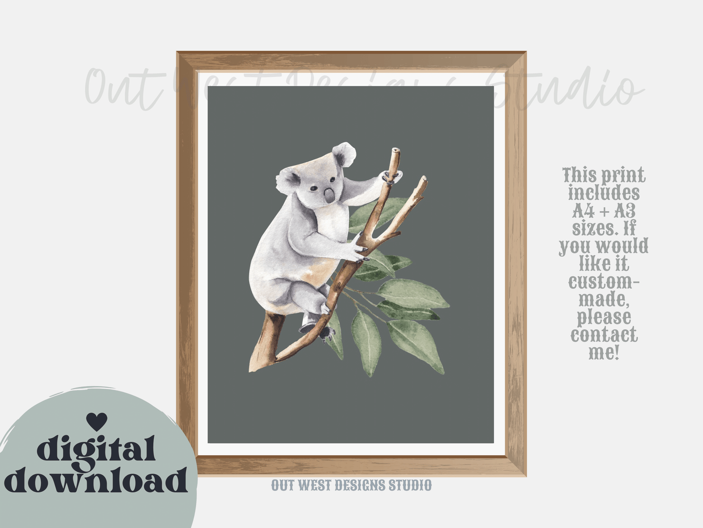 Australian animal print with flora for Nursery print baby toddler girls + boys home wall decor - kids bedroom- Koala, kangaroo, platypus, echidna, galah