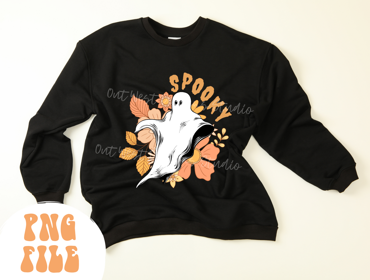 Spooky Floral Fall ghost halloween PNG, Fall, Pumpkin Season, Sublimation Design instant Downloads, Retro Autumn Vibes, Thanksgiving