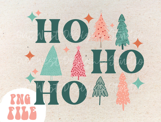Ho Ho Ho Christmas tree PNG shirt merch Sublimation, Western Png, Digital Illustration, Grunge christmas, Xmas png, Boho christmas