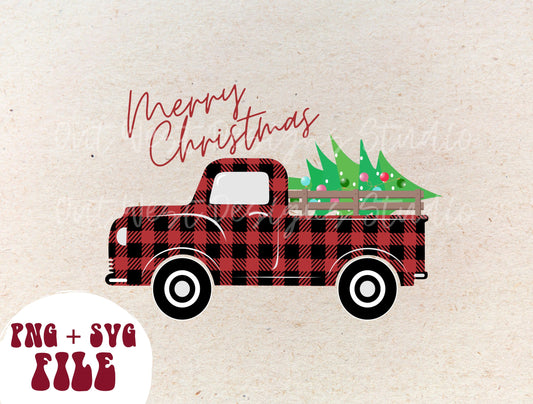 Merry Christmas, Truck Sublimation, Buffalo Plaid Png, Digital Illustration, Sublimation File, Christmas Png, Png Sublimation, Christmas Png SVG