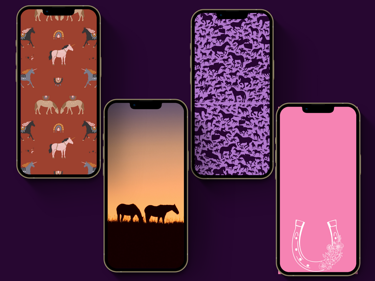 Equestrian horse riding Instagram highlight covers + story backgrounds - Pink Purple show jumping, pony, dressage, rodeo cowgirl IG icons