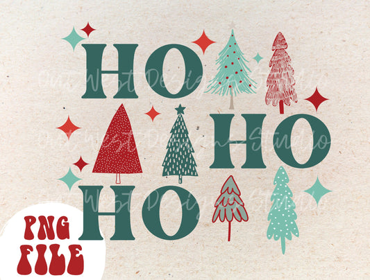 Ho Ho Ho Christmas tree PNG shirt merch Sublimation, Western Png, Digital Illustration, Grunge christmas, Xmas png, Boho christmas