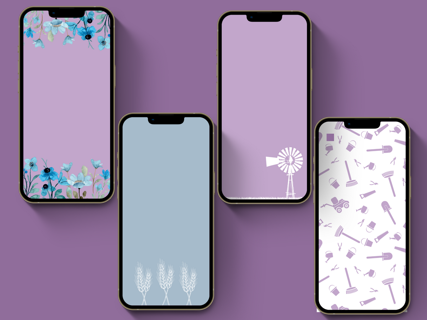 Farm + homesteading purple mauve Instagram highlight covers + story backgrounds. Garden illustrations + icons