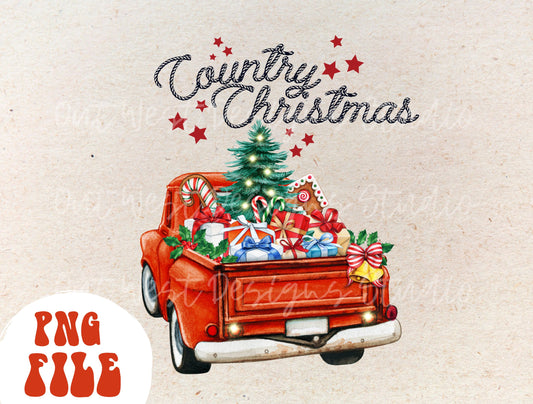 Country Christmas Western Vintage Truck Sublimation, Cowboy Png, Digital Illustration, Sublimation File, Christmas Png, Xmas png, Cowgirl