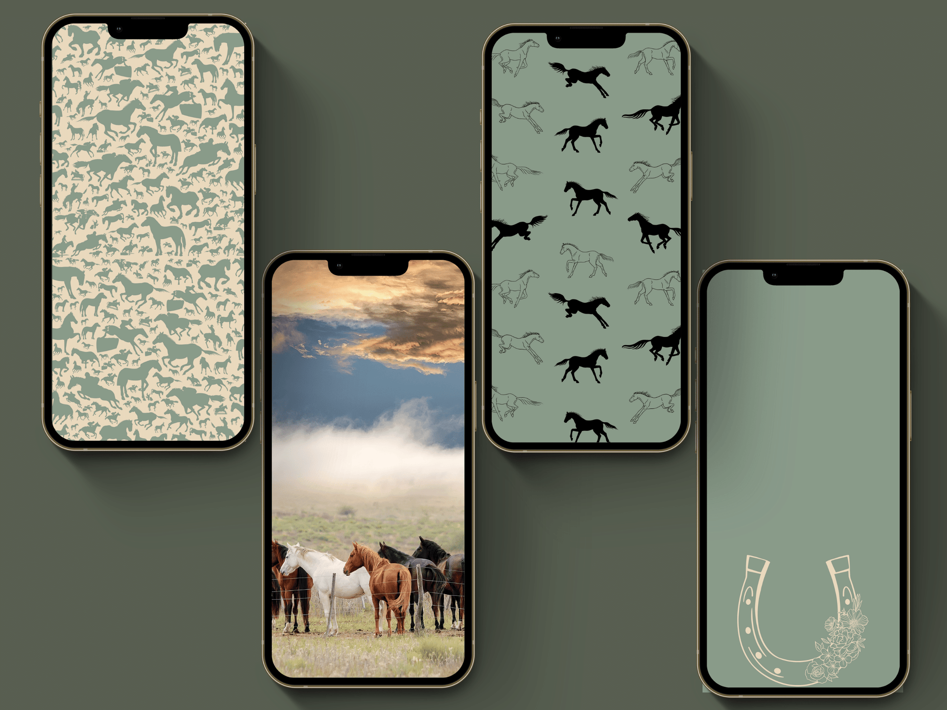 Equestrian horse riding Instagram highlight covers + story backgrounds - Green earthy show jumping, pony, dressage, rodeo cowgirl IG icons