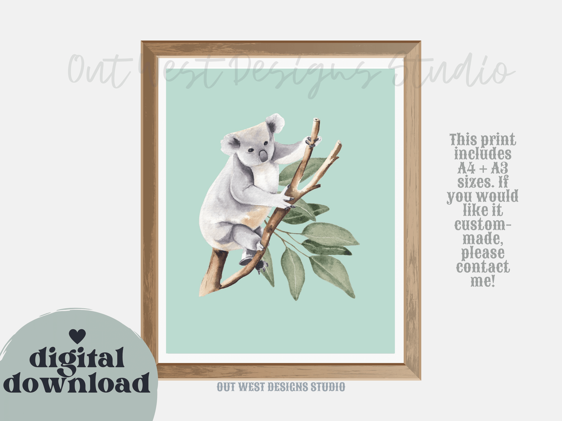 Australian animal print with flora for Nursery print baby toddler girls + boys home wall decor - kids bedroom- Koala, kangaroo, platypus, echidna, galah