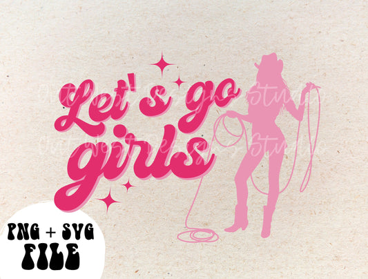 Let's go girls cowgirl PNG, Bachelorette SVG Sublimation Design instant Downloads, Birthday Rodeo Party | Retro Cowboy party Western shirt Shania Twain