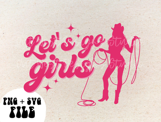 Let's go girls cowgirl PNG, Bachelorette SVG Sublimation Design instant Downloads, Birthday Rodeo Party | Retro Cowboy party Western shirt Shania Twain