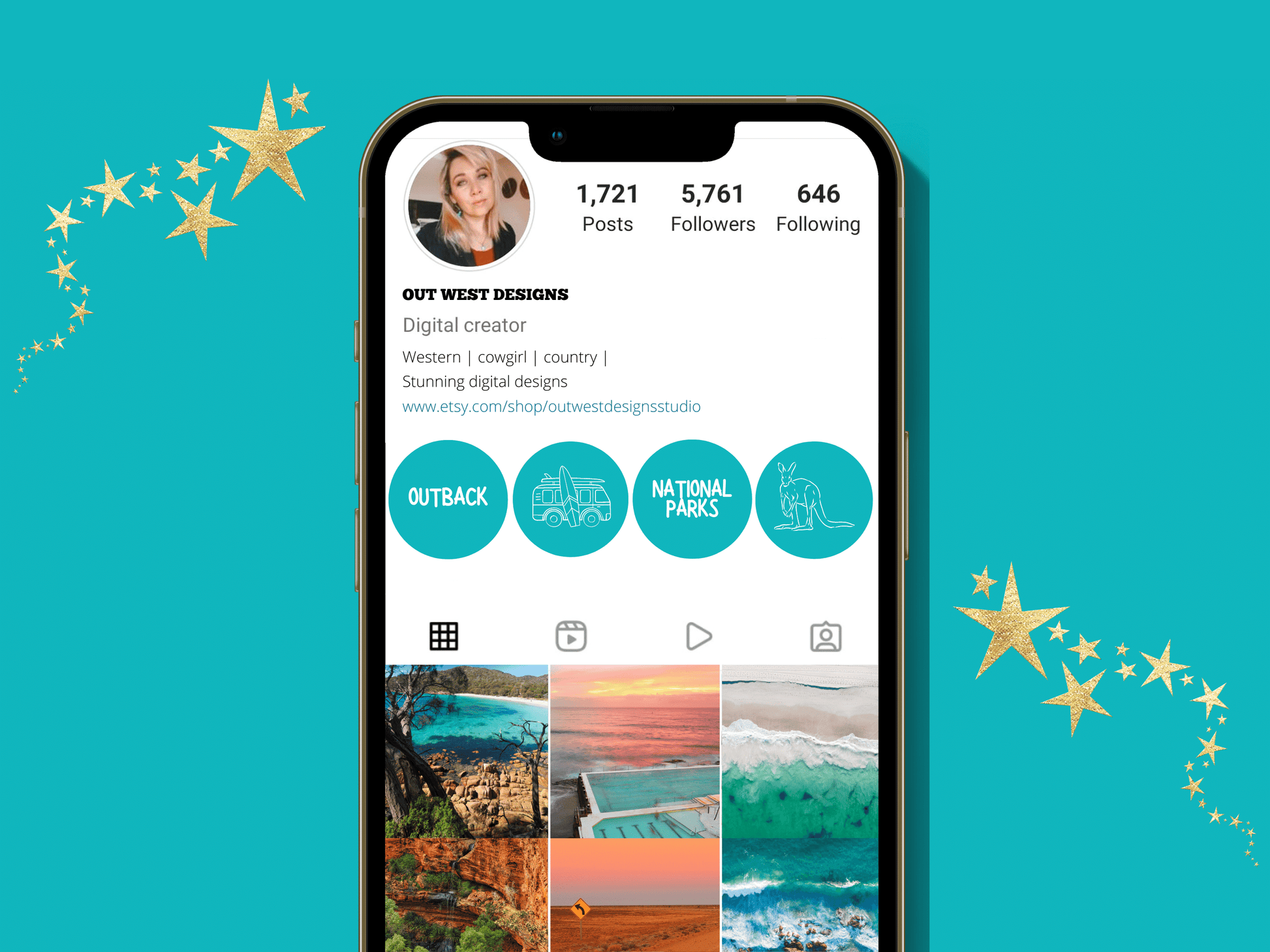 Australian travel boho Instagram highlight covers + story backgrounds - Outback Aqua color Australian wanderlust IG icons