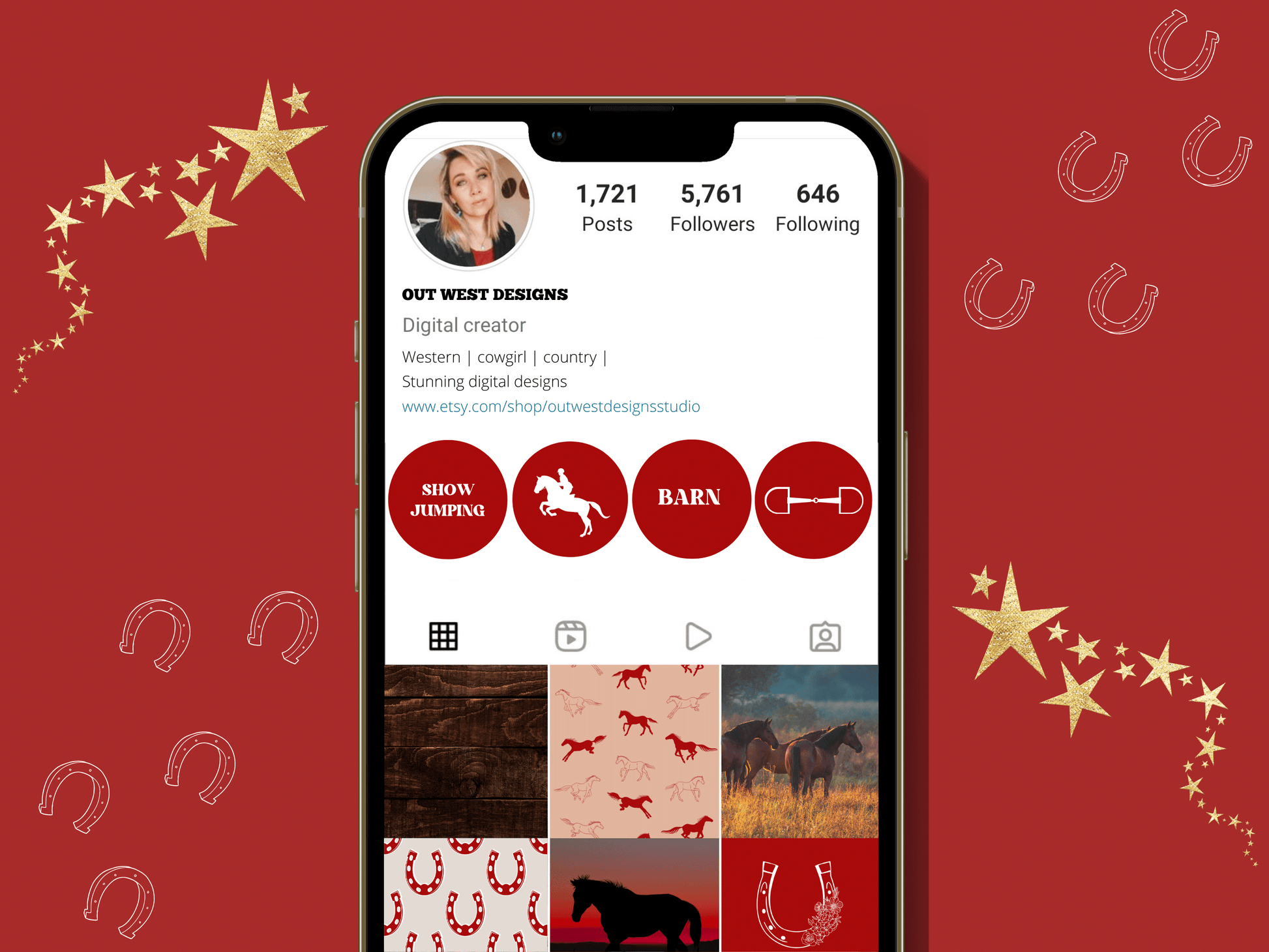 Red Equestrian horse riding Instagram highlight covers + story backgrounds - show jumping, pony, dressage, rodeo cowgirl IG icons