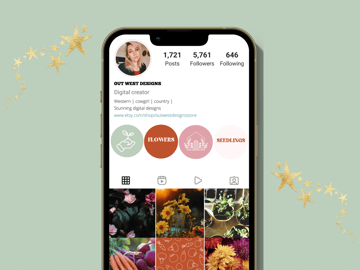 Gardening floral Instagram highlight covers + story backgrounds - Garden flower green pink red IG icons | social media