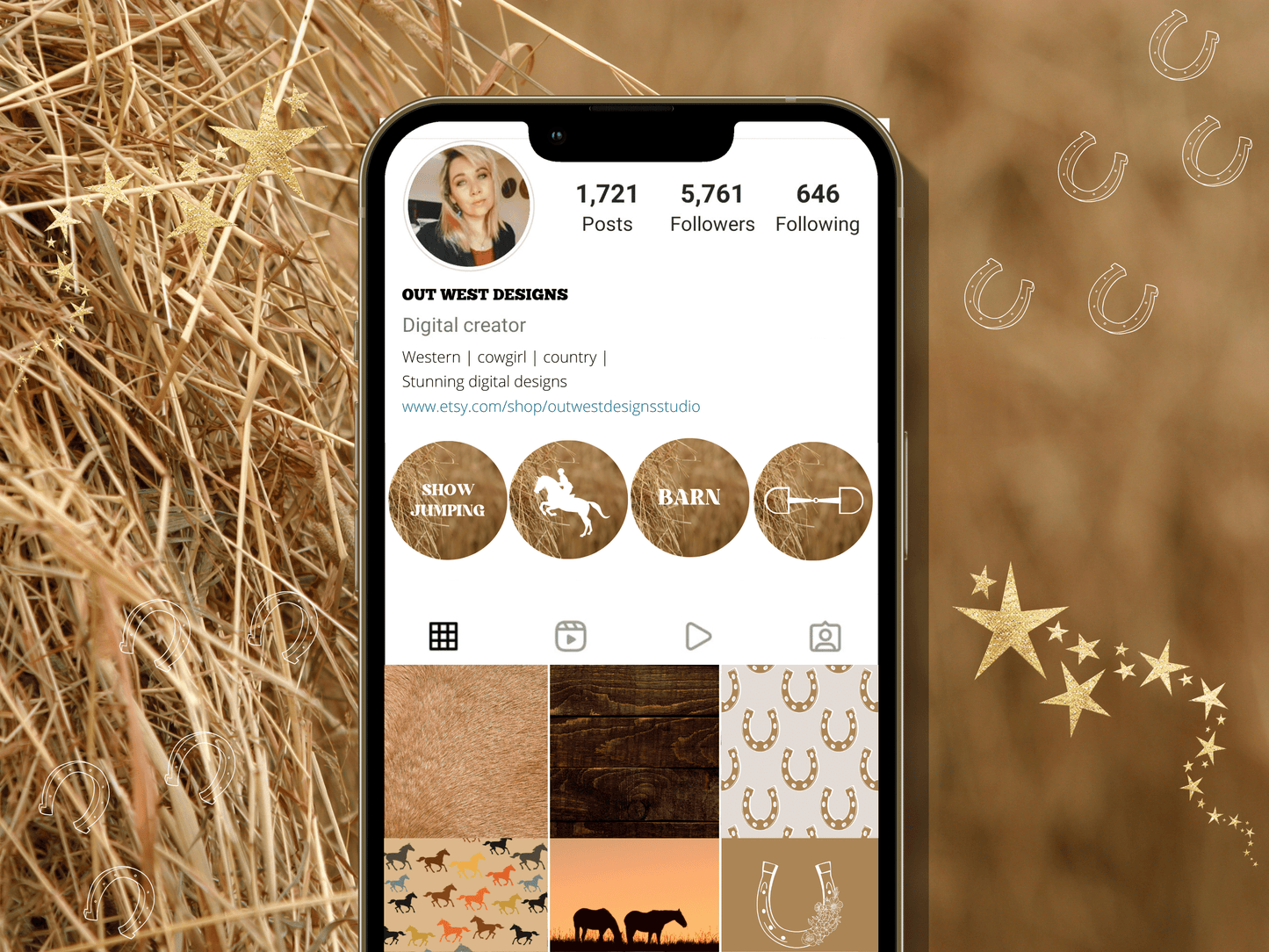 Equestrian horse riding Instagram highlight covers + story backgrounds - Hay tan show jumping, pony, dressage, rodeo cowgirl IG icons