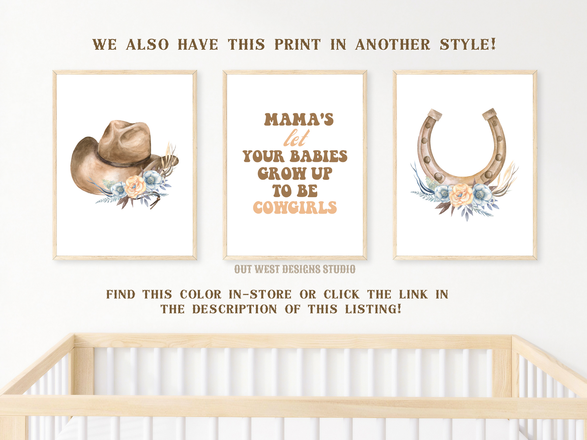 Mama's let your babies grow up to be cowboys print- babies, toddler boys nursery home wall decor - play room + kids bedroom poster art