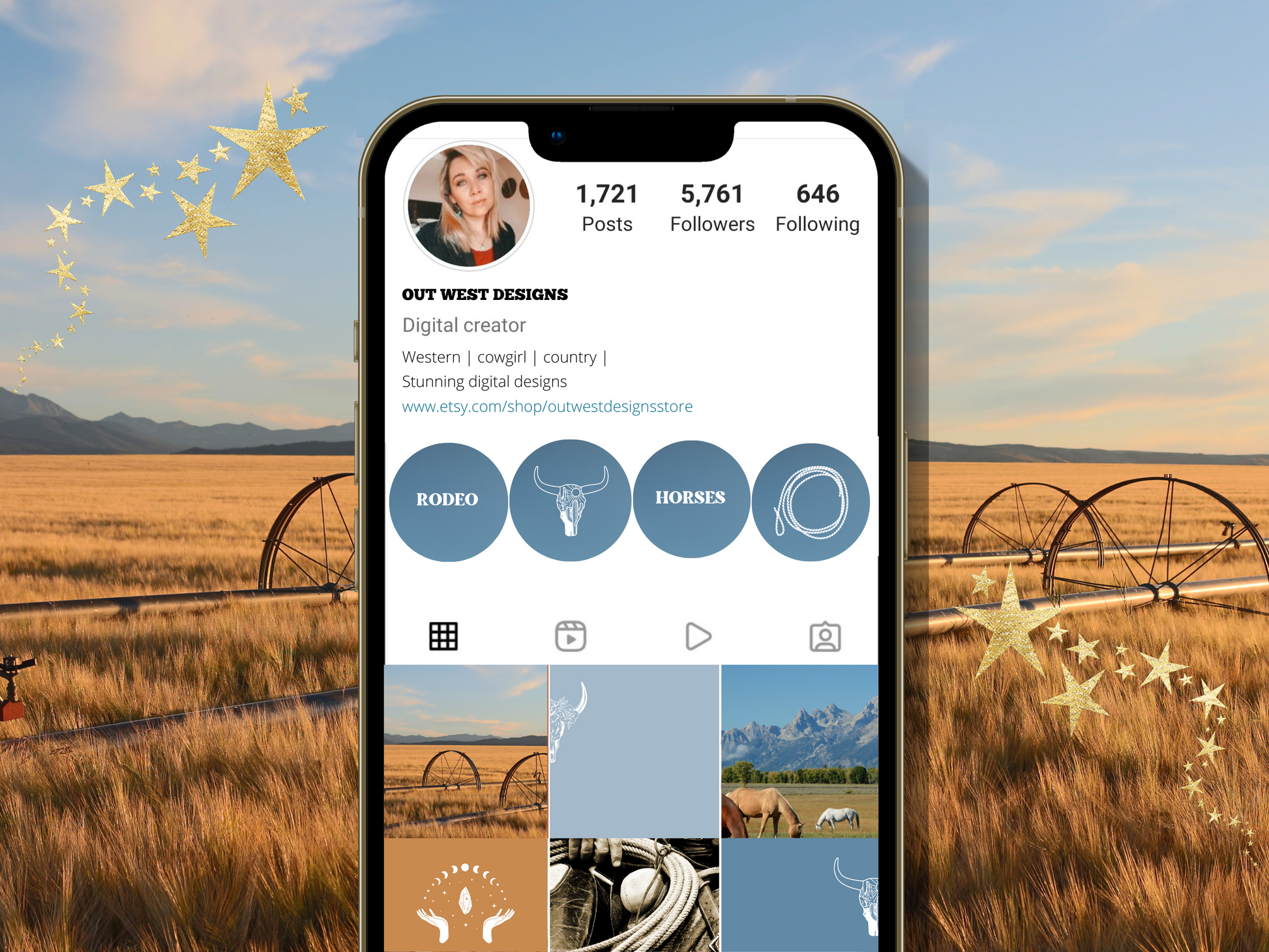 Wild West Big sky Cowgirl Instagram highlight covers + story backgrounds - Western Southwest Blue Montana ranch cowboy western IG icons