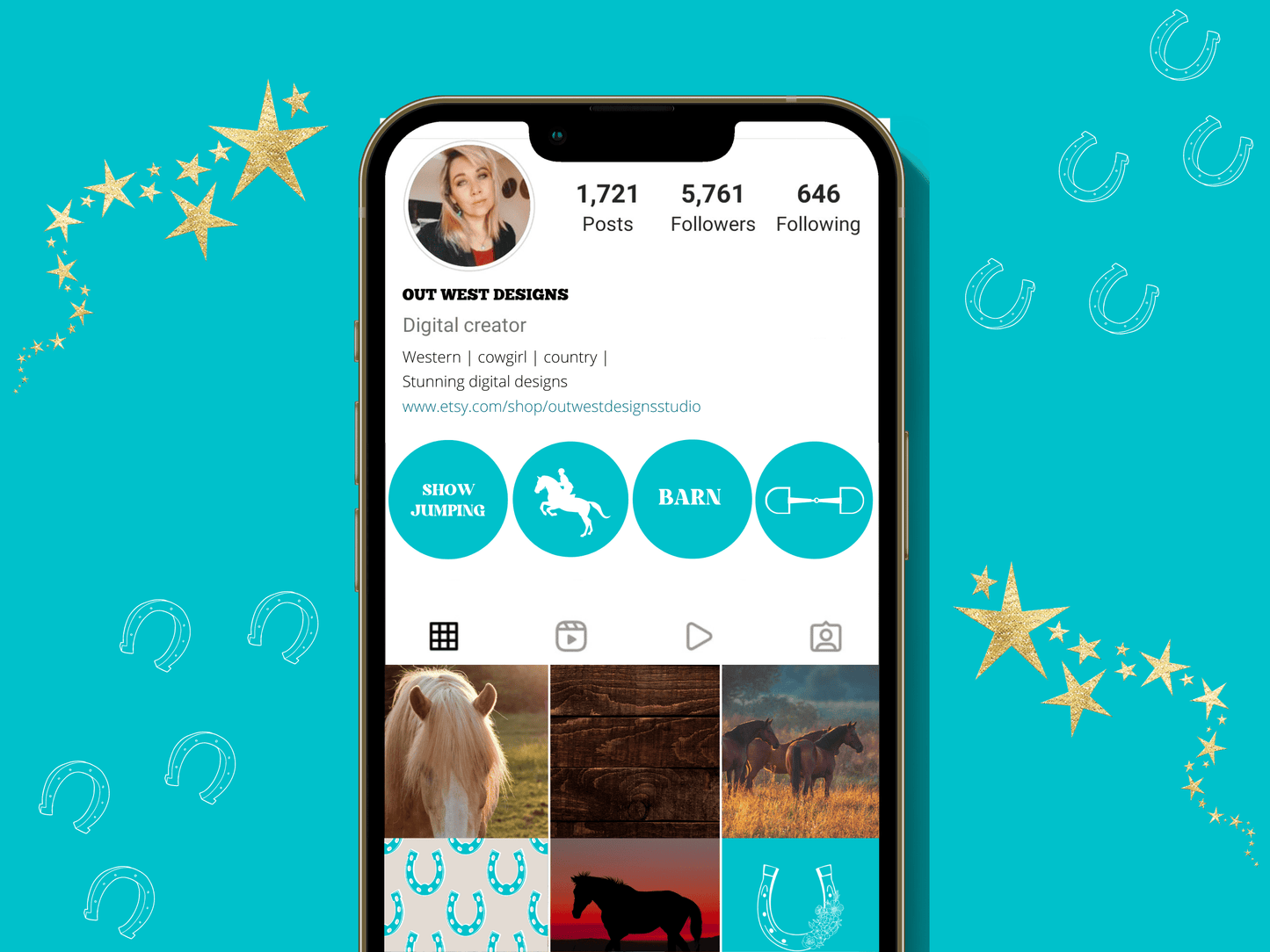 Aqua Equestrian horse riding Instagram highlight covers + story backgrounds - show jumping, pony, dressage, rodeo cowgirl IG icons