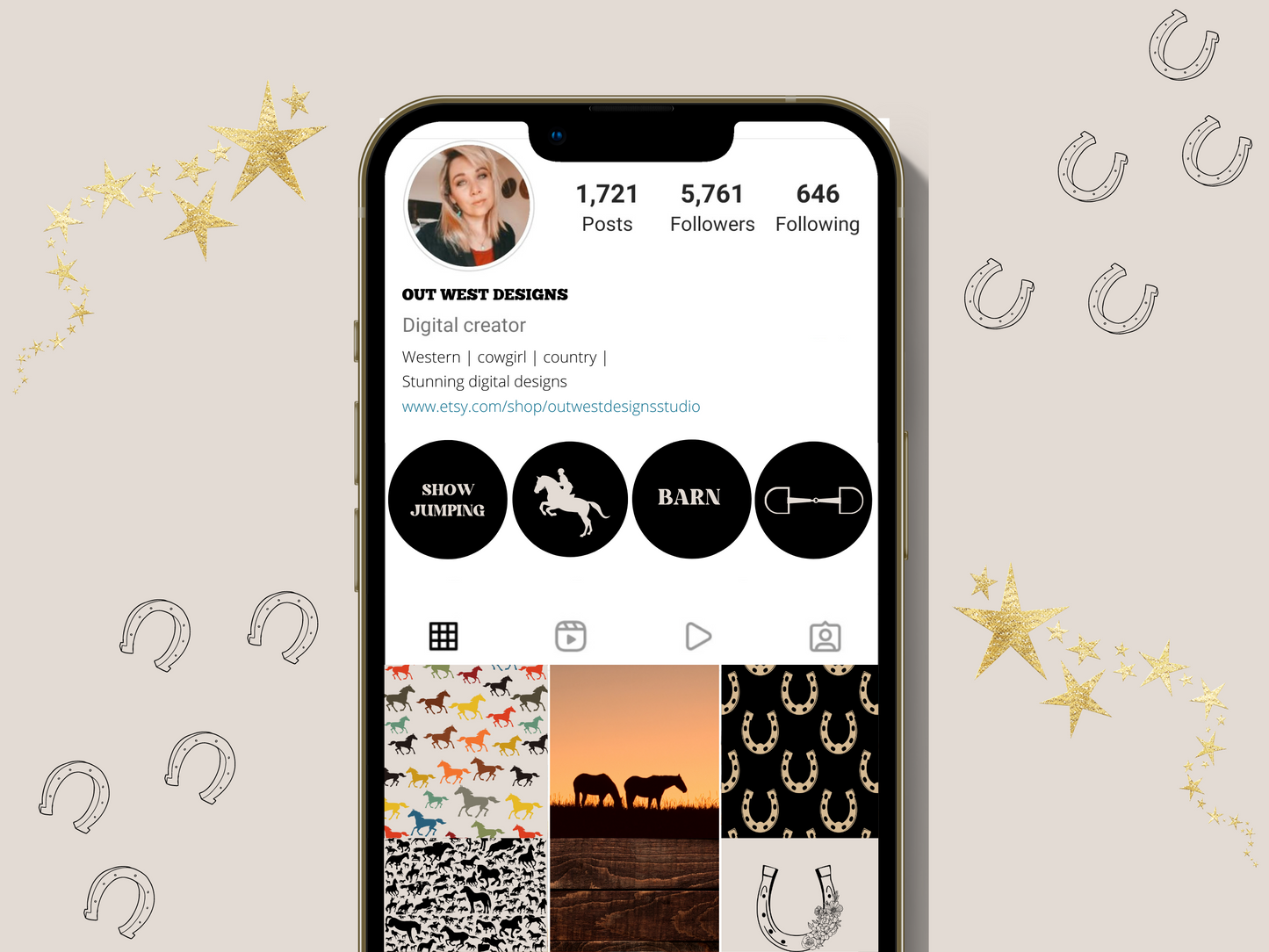 Equestrian horse riding Instagram highlight covers + story backgrounds - show jumping, pony, dressage, rodeo cowgirl black IG icons